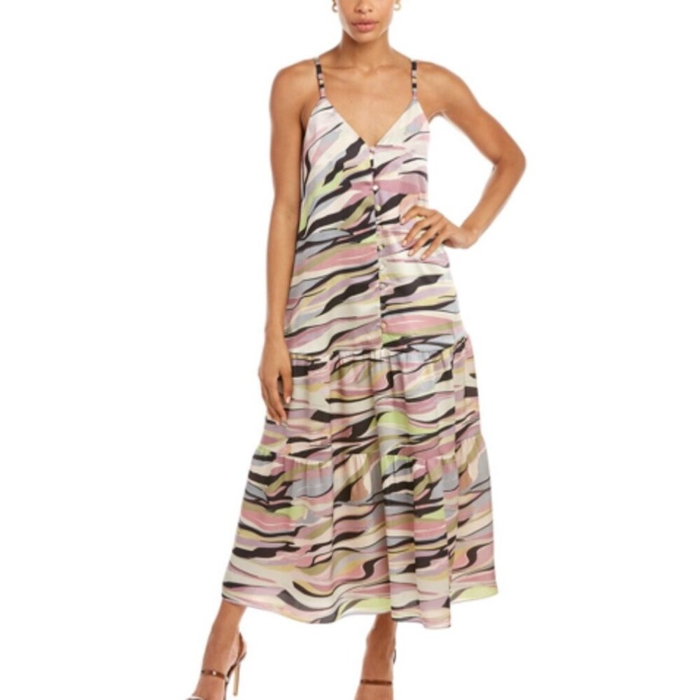 Ted Baker Warren Button Through Cami  Women's Tiered Midi Dress Size 3  US Size